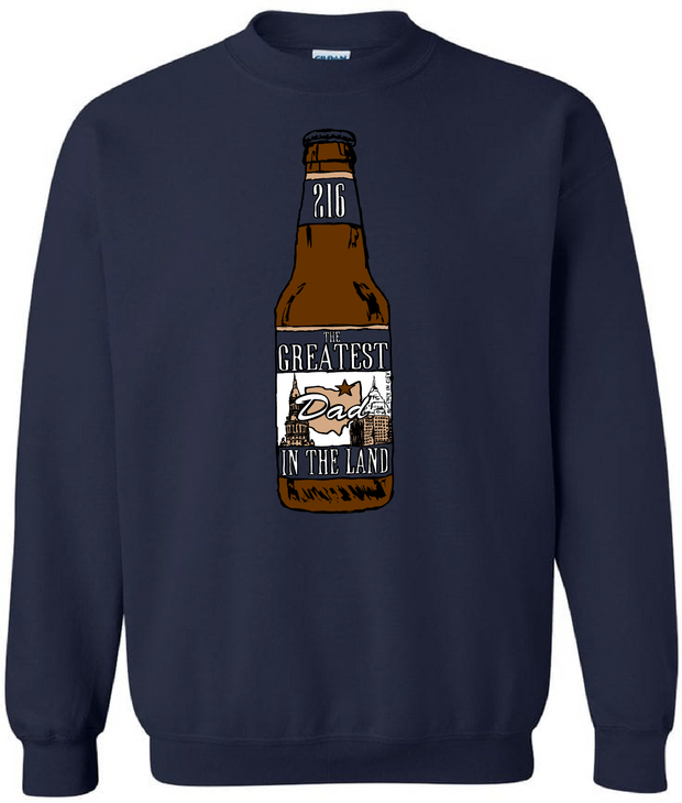 "Greatest Dad in the Land Beer Bottle" on Navy - Only in Clev