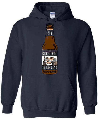 "Greatest Dad in the Land Beer Bottle" on Navy - Only in Clev
