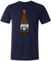 "Greatest Dad in the Land Beer Bottle" on Navy - Only in Clev