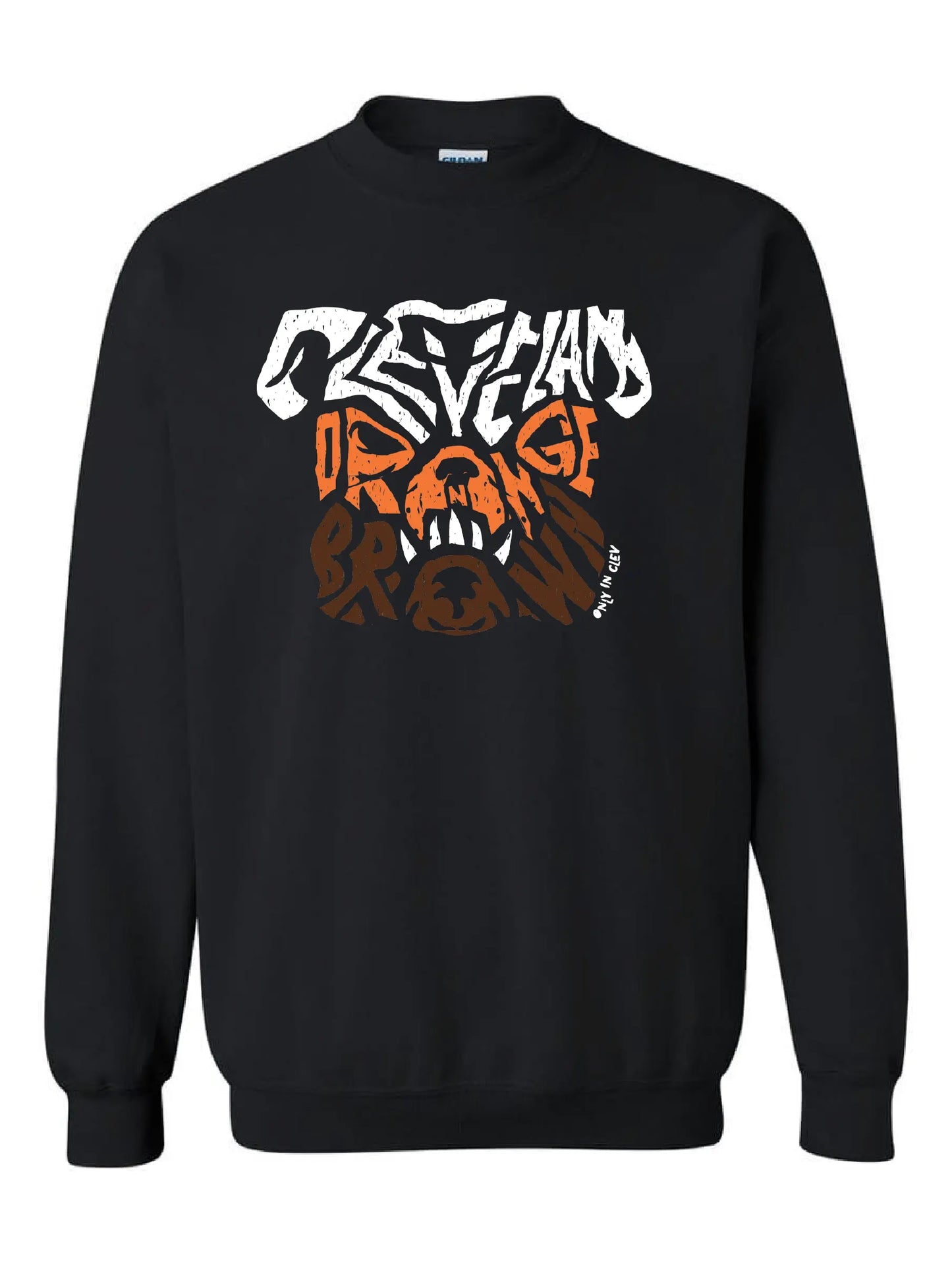 "Dawg Orange & Brown T Shirt" on Char Black - Only in Clev 3XL-Unisex-crew-sweatshirt