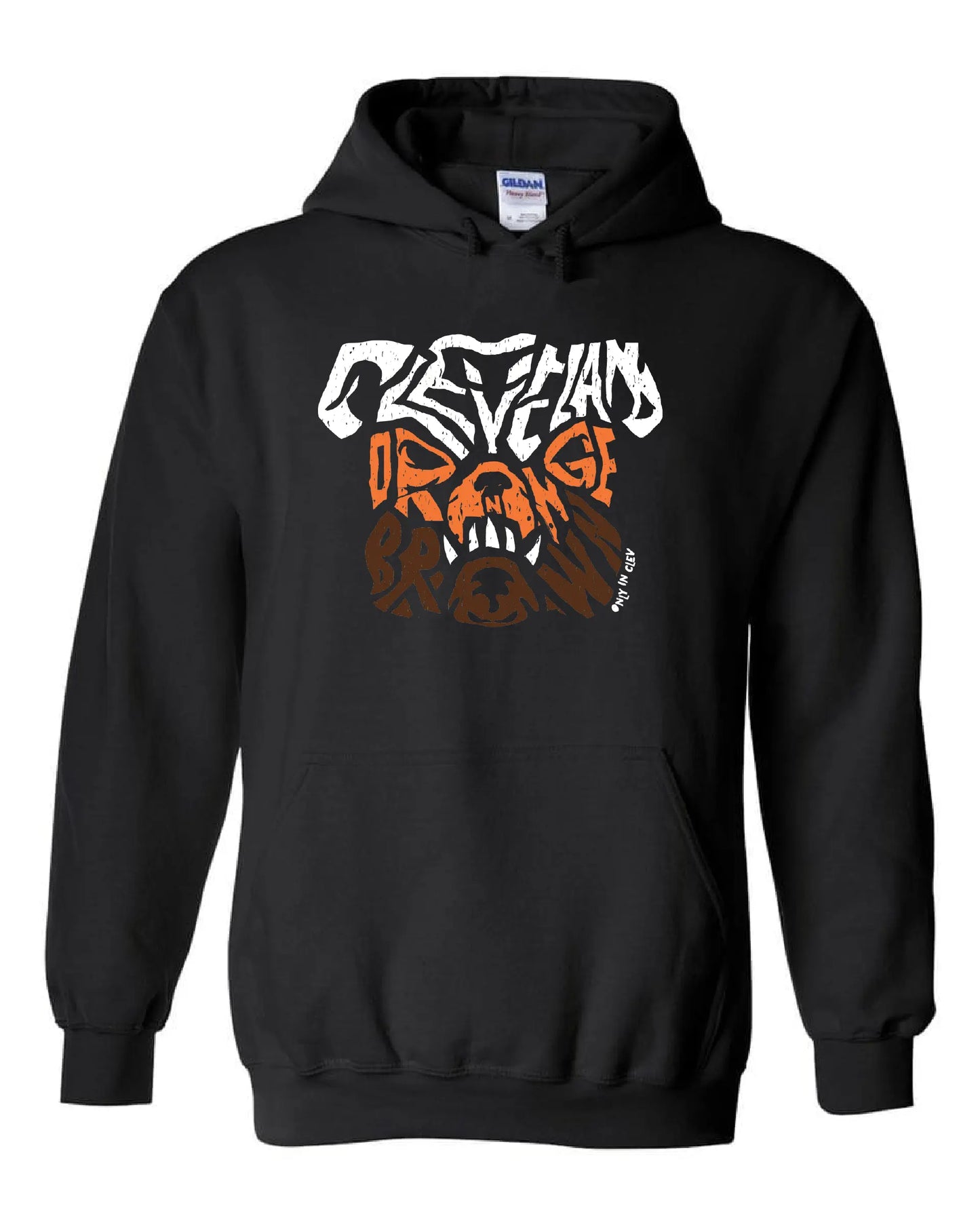 "Dawg Orange & Brown T Shirt" on Char Black - Only in Clev 3XL-Unisex-hoodie