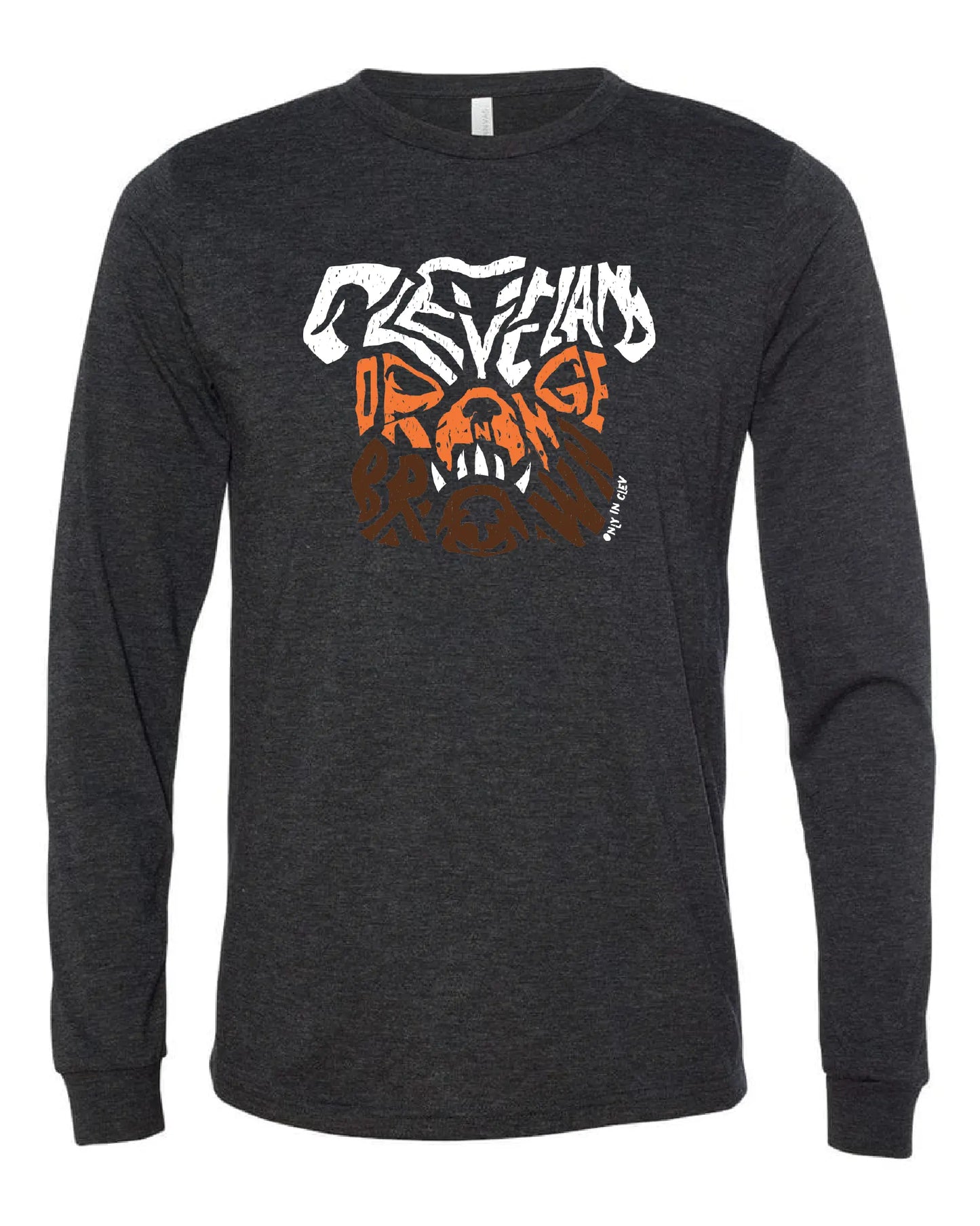 "Dawg Orange & Brown T Shirt" on Char Black - Only in Clev 3XL-Unisex-long-sleeve