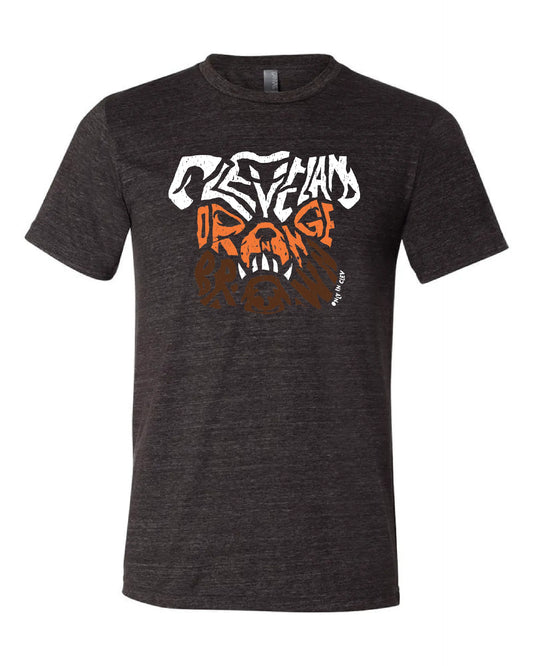 "Dawg Orange & Brown T Shirt" on Char Black - Only in Clev 3XL-Men-s-short-sleeve