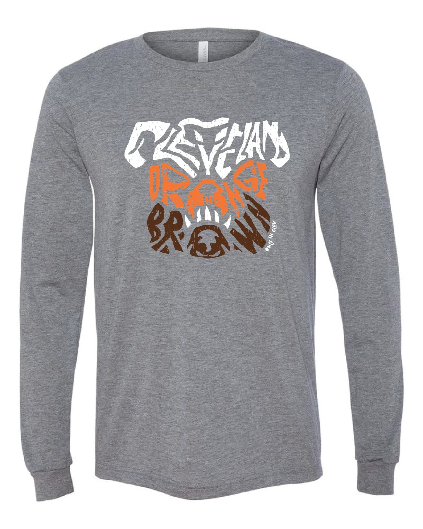 "Dawg Orange & Brown T Shirt" on Gray - Only in Clev 3XL-Unisex-long-sleeve