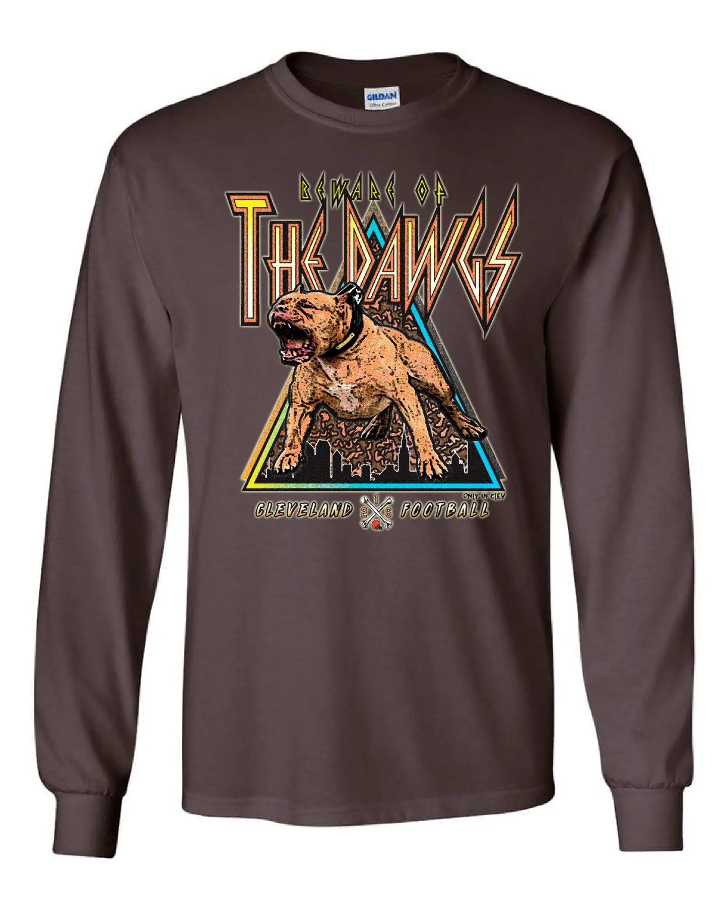 "Beware of the Dawgs" full color on Brown - Only in Clev 3XL-Unisex-long-sleeve