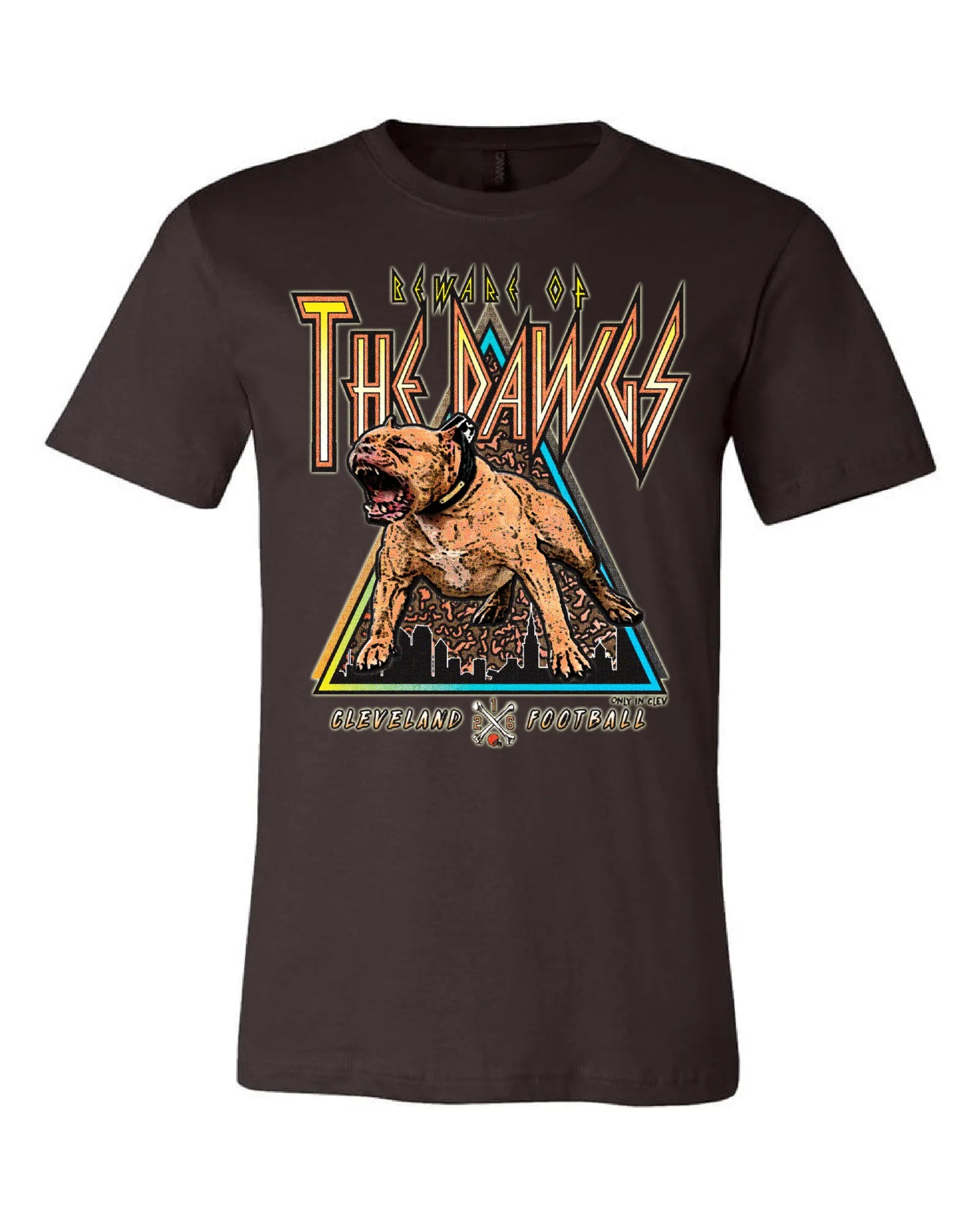 "Beware of the Dawgs" full color on Brown - Only in Clev 3XL-Men-s-short-sleeve