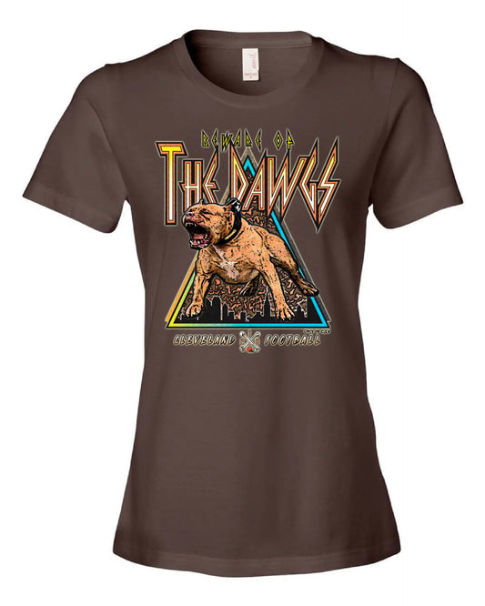"Beware of the Dawgs" full color on Brown - Only in Clev 3XL-Women-s-short-sleeve