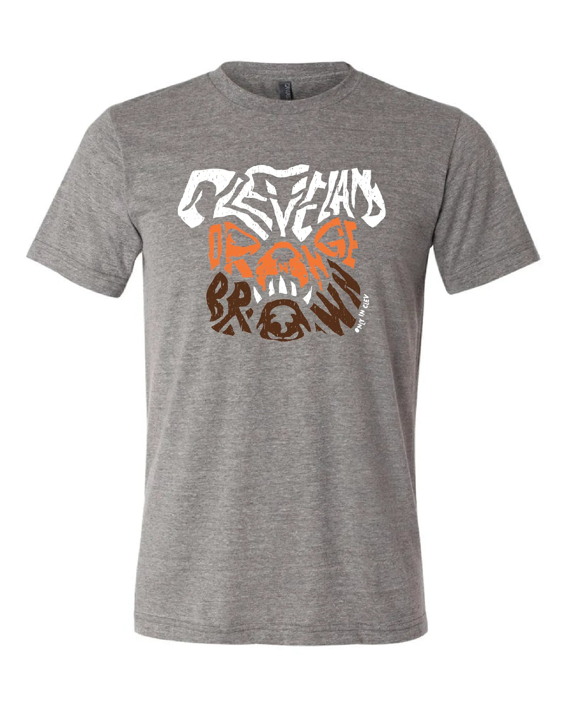 "Dawg Orange & Brown T Shirt" on Gray - Only in Clev 3XL-Men-s-short-sleeve