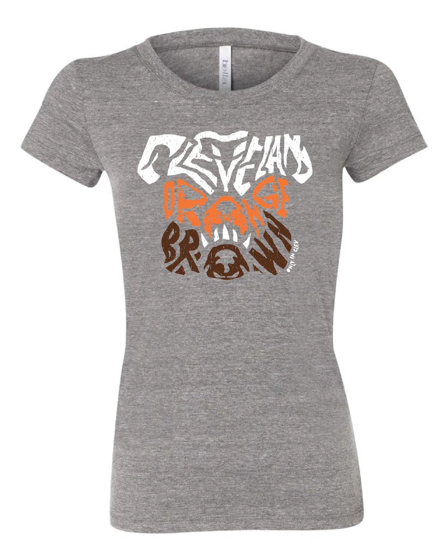 "Dawg Orange & Brown T Shirt" on Gray - Only in Clev 3XL-Women-s-short-sleeve