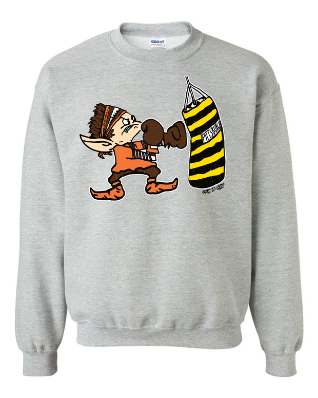 "Elf Punching Pittsburgh Bag" on Gray - Only in Clev