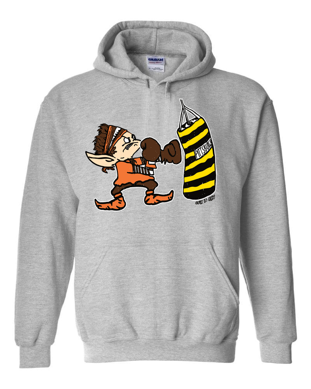 "Elf Punching Pittsburgh Bag" on Gray - Only in Clev