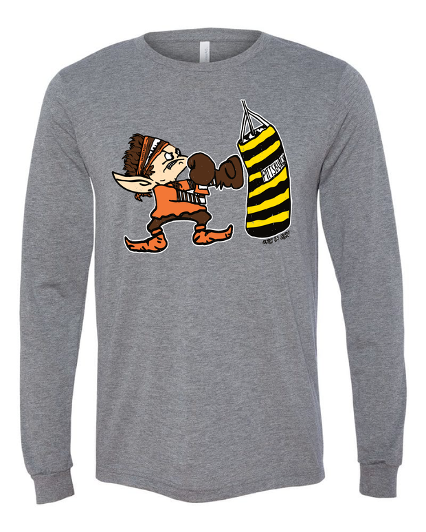 "Elf Punching Pittsburgh Bag" on Gray - Only in Clev