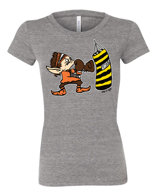 "Elf Punching Pittsburgh Bag" on Gray - Only in Clev