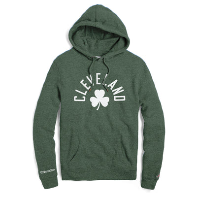 Embroidered "Cleveland Shamrock "on Heather Hunter Hoodie