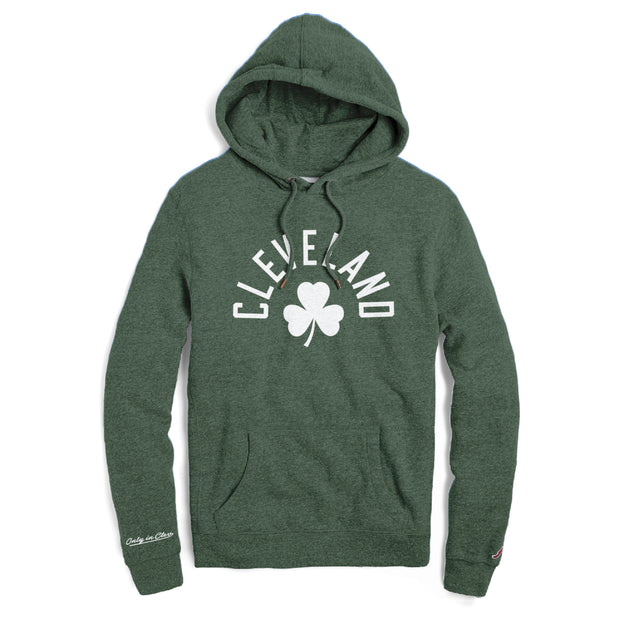 Embroidered "Cleveland Shamrock "on Heather Hunter Hoodie
