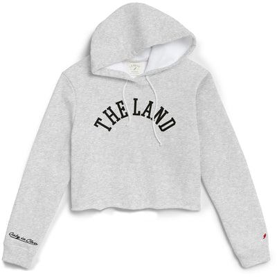 Embroidered "The Land "on Gray Cropped Hoodie