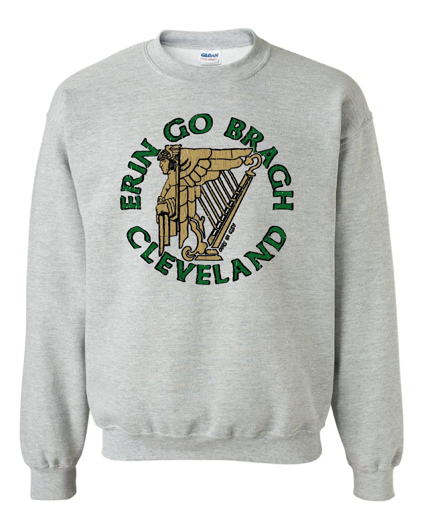 "Erin Go Bragh Cleveland" on Gray - Only in Clev 3XL-Crew-Sweatshirt