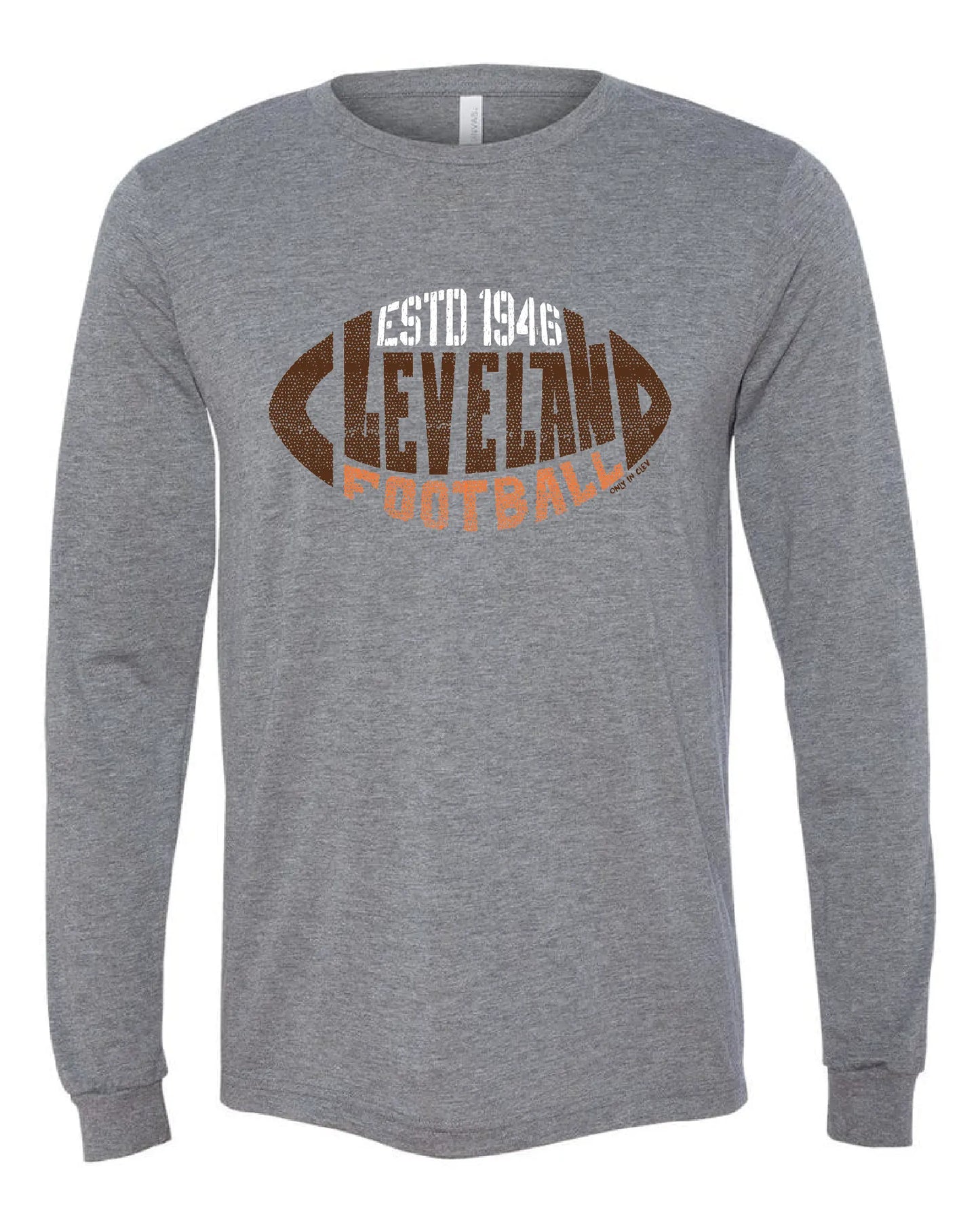 "Cleveland Football 1946" T Shirt on Gray - Only in Clev 3XL-Unisex-long-sleeve