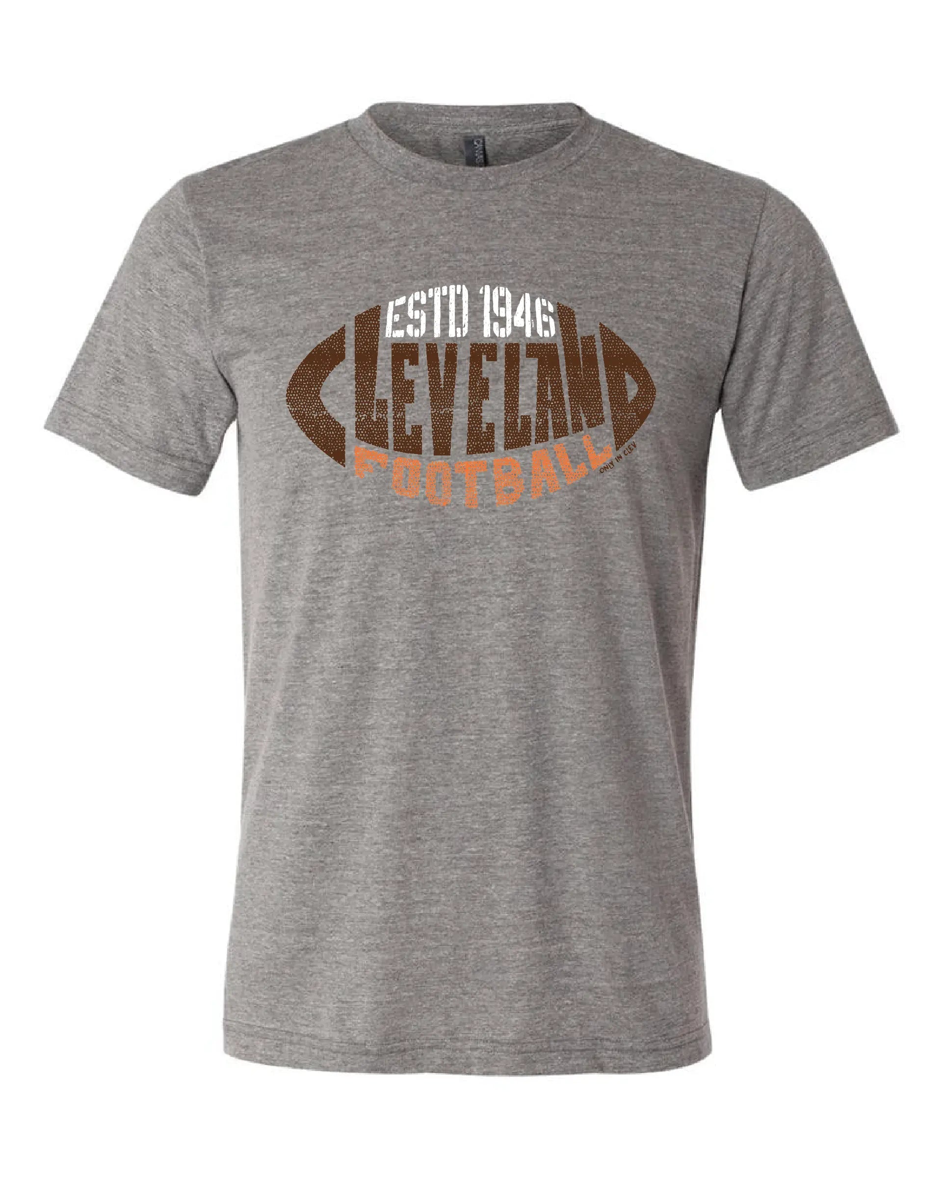 "Cleveland Football 1946" T Shirt on Gray - Only in Clev 3XL-Men-s-short-sleeve