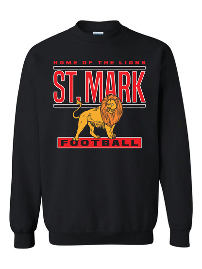 "St. Mark Lions Football" Design on Black - Only in Clev 3XL-Crew-Sweatshirt