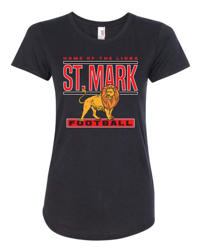 "St. Mark Lions Football" Design on Black - Only in Clev 2XL-Women-s-Short-Sleeve-T-Shirt