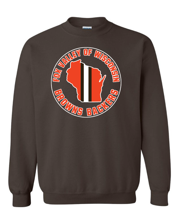 "Fox Valley Wisconsin Browns Backers" Design on Brown