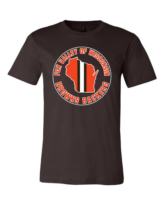 "Fox Valley Wisconsin Browns Backers" Design on Brown - Only in Clev 3XL-Men-s-short-sleeve