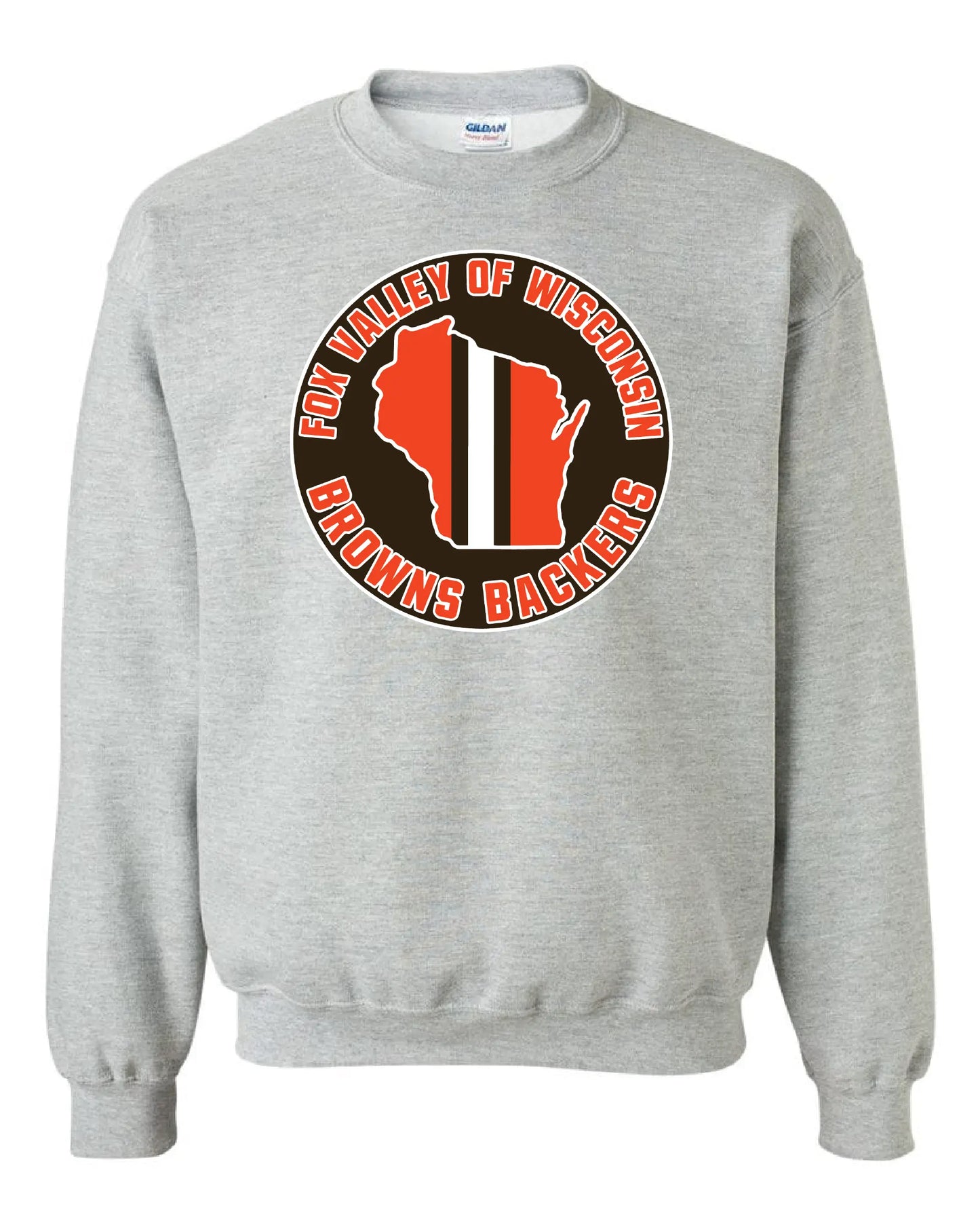"Fox Valley Wisconsin Browns Backers" Design on Gray - Only in Clev 3XL-Unisex-crew-sweatshirt