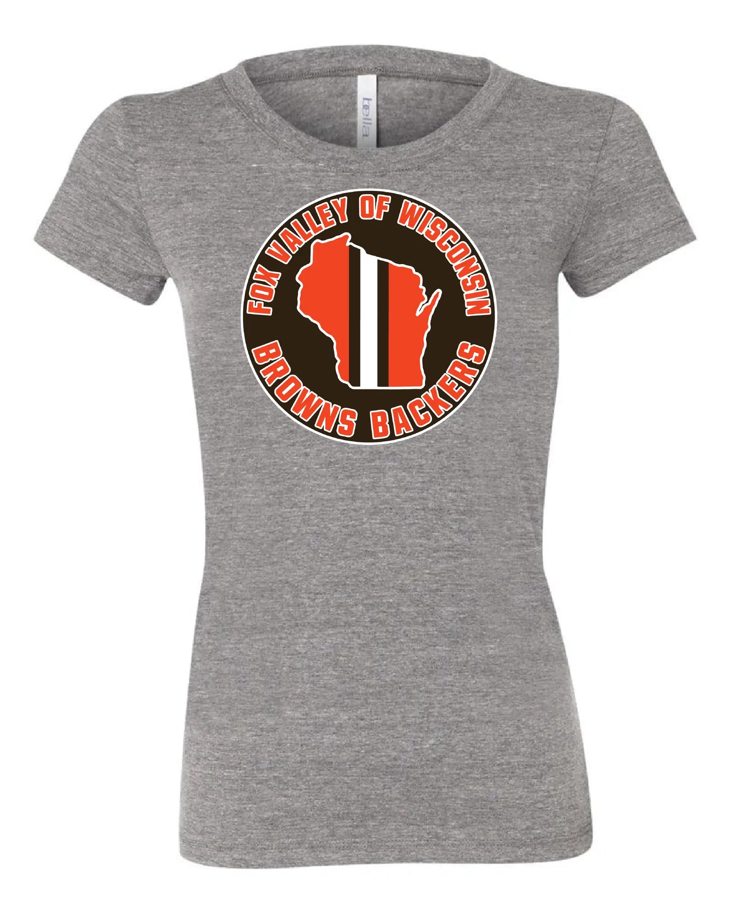 "Fox Valley Wisconsin Browns Backers" Design on Gray - Only in Clev 3XL-Women-s-short-sleeve