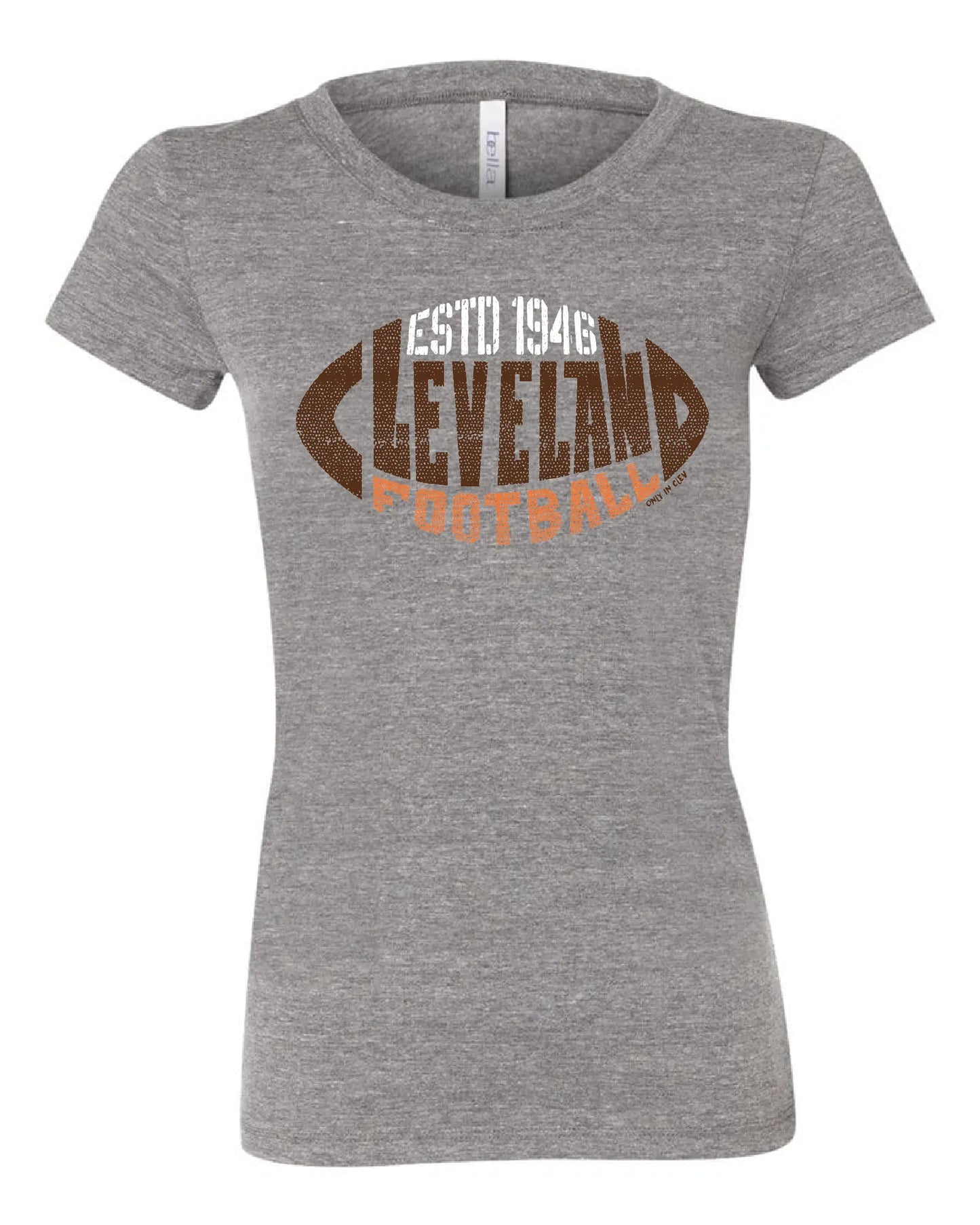 "Cleveland Football 1946" T Shirt on Gray - Only in Clev 3XL-Women-s-short-sleeve