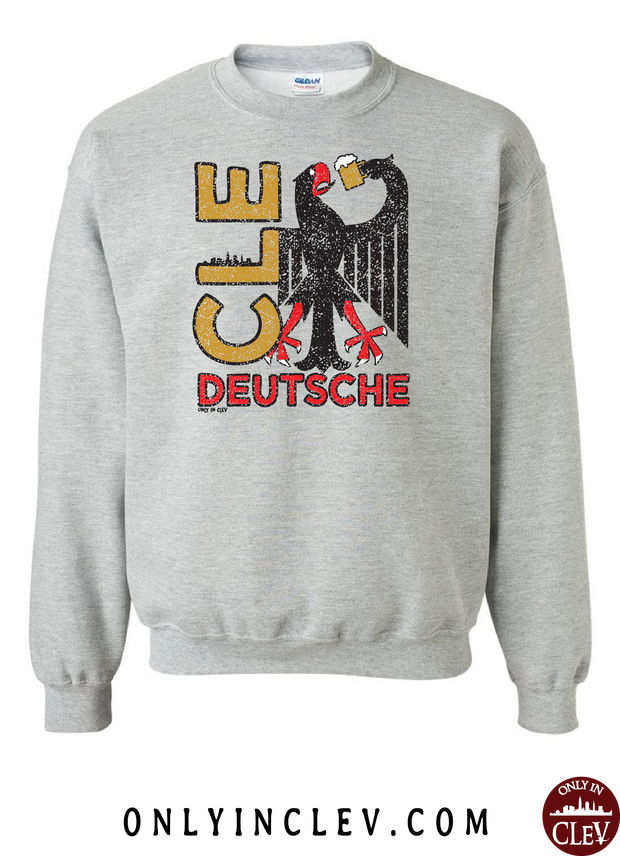 "CLE Deutsche Drinking T-Shirt" on Gray - Only in Clev