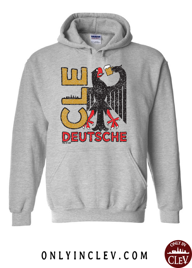 "CLE Deutsche Drinking T-Shirt" on Gray - Only in Clev