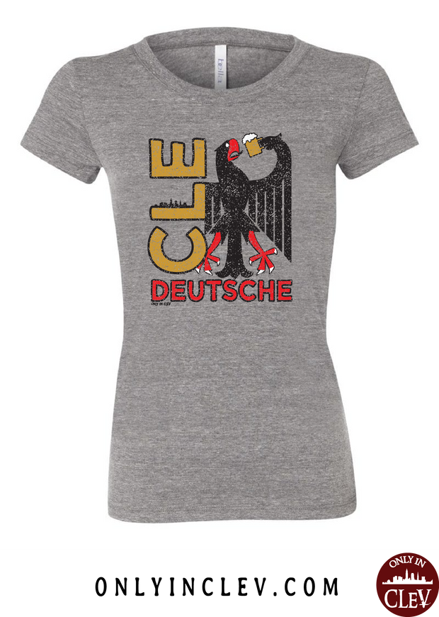 "CLE Deutsche Drinking T-Shirt" on Gray - Only in Clev