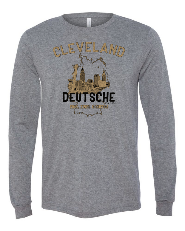 "Cleveland Skyline Deutsche" on Gray