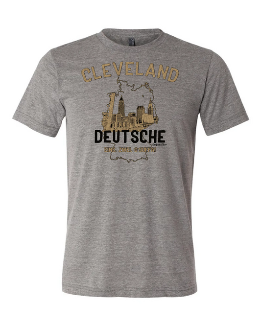 "Cleveland Skyline Deutsche" on Gray Only in Clev 3XL / Men's Short-Sleeve T-Shirt
