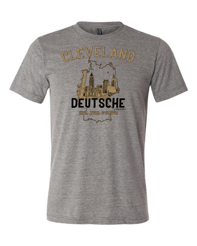 "Cleveland Skyline Deutsche" on Gray