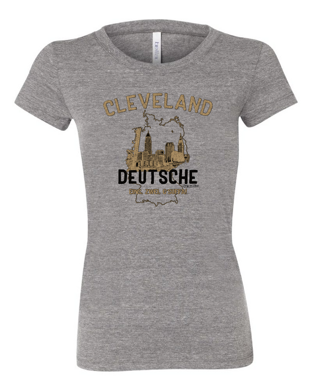 "Cleveland Skyline Deutsche" on Gray