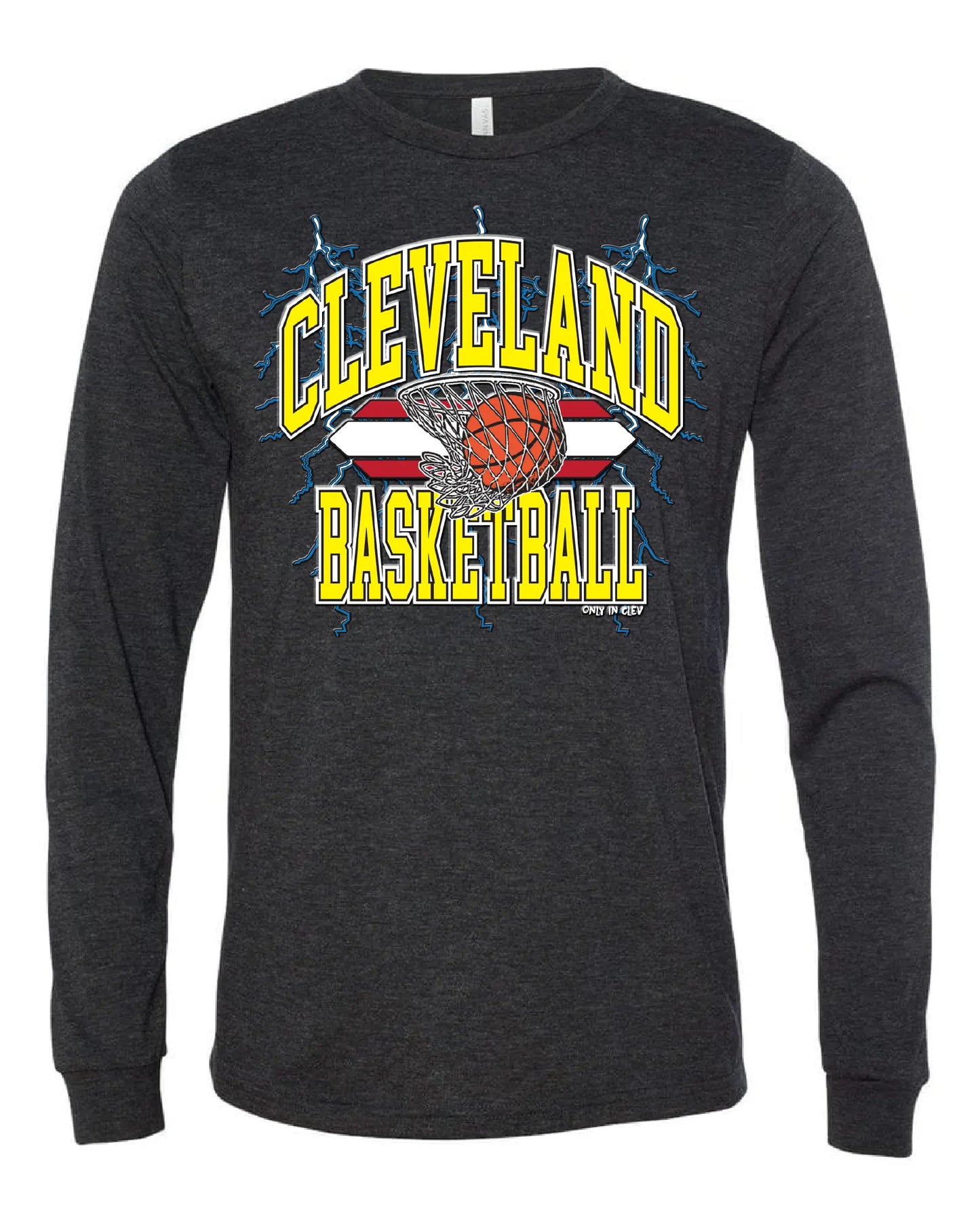 "Cleveland Basketball Retro" Gold design on Black - Only in Clev 