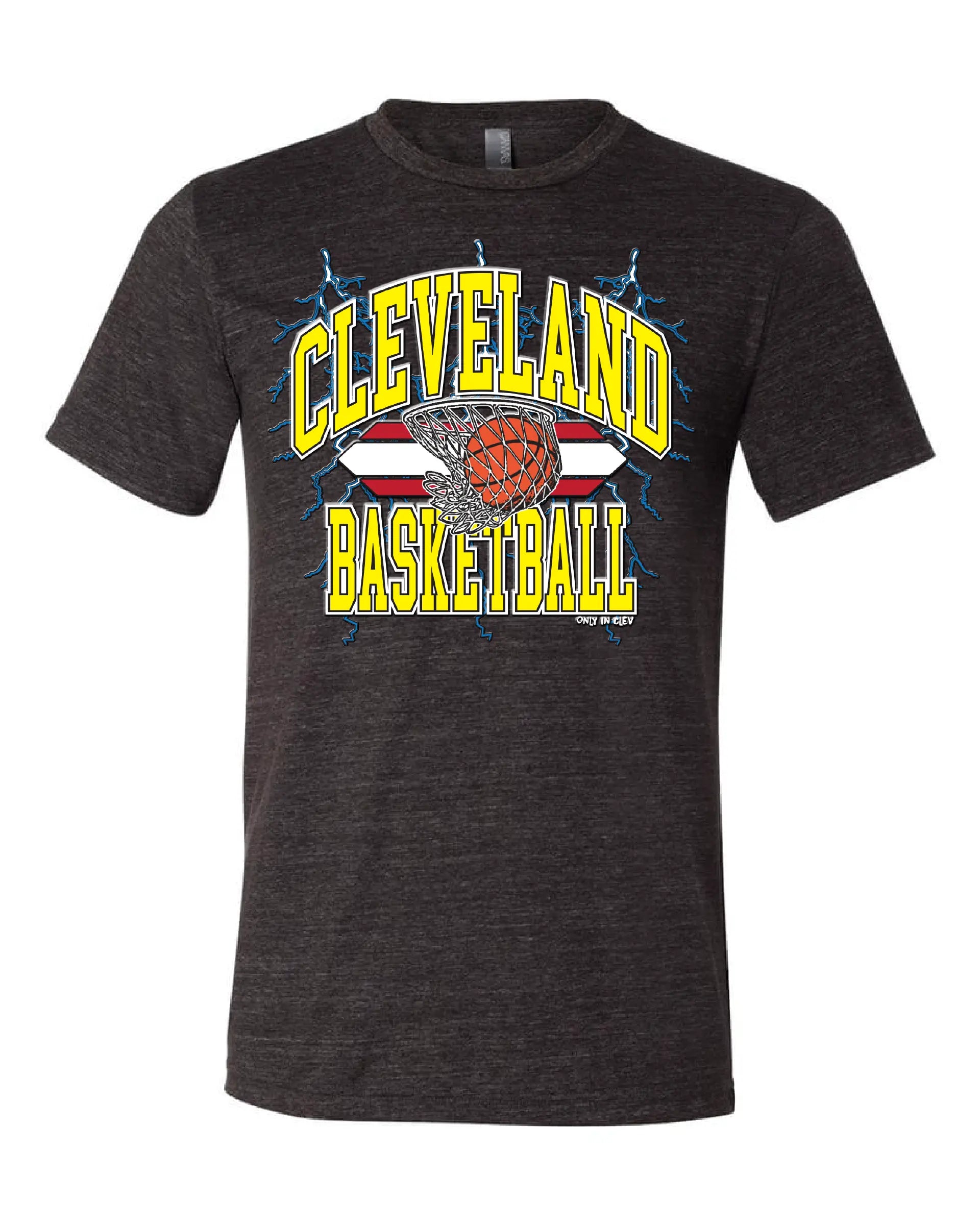 "Cleveland Basketball Retro" Gold design on Black - Only in Clev 