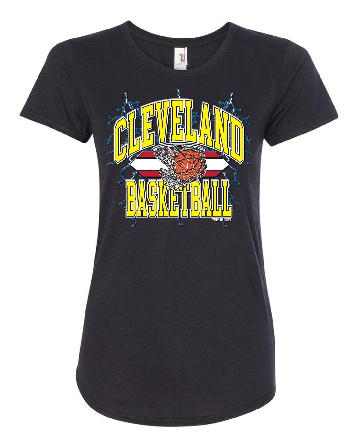 "Cleveland Basketball Retro" Gold design on Black - Only in Clev 