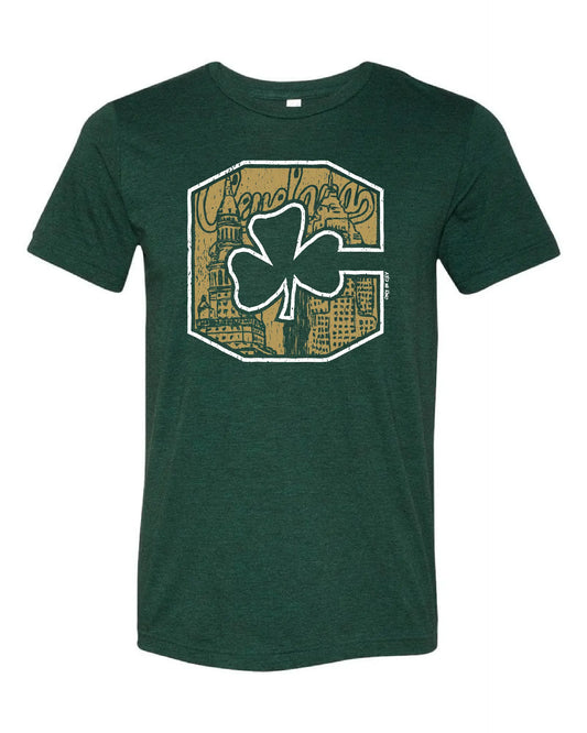 "Block C Gold Shamrock" design on Dark Green - Only in Clev 3XL-Men-s-Short-Sleeve-T-Shirt