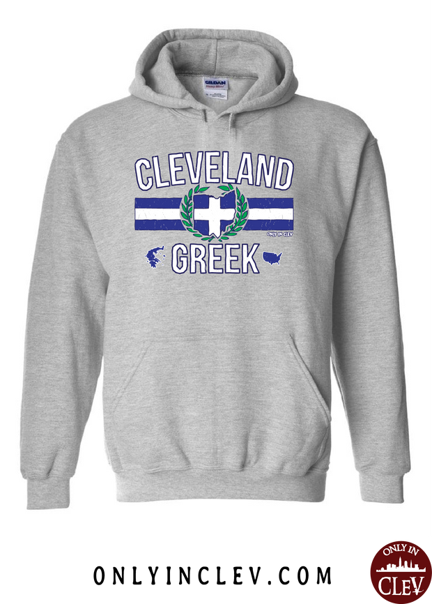 "Cleveland Greek" Design on Gray - Only in Clev