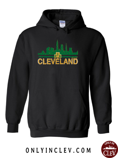 Cleveland Irish Skyline on Black Hoodie - Only in Clev