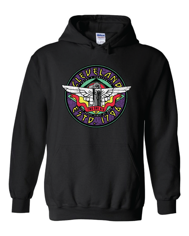 "Cleveland Guardian Angel" design on Black