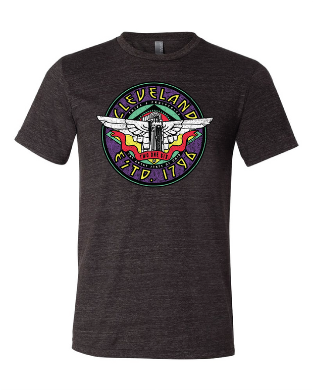 "Cleveland Guardian Angel" design on Black