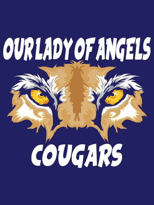 "Our Lady of Angels Cougar" Design on Navy - Only in Clev 