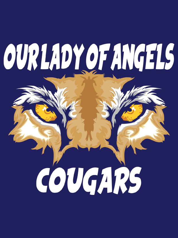 "Our Lady of Angels Cougar" Design on Navy