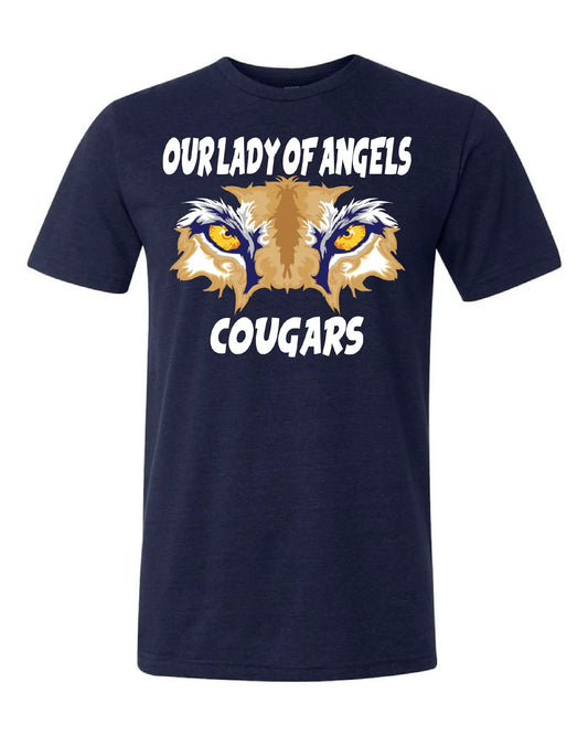 "Our Lady of Angels Cougar" Design on Navy - Only in Clev 