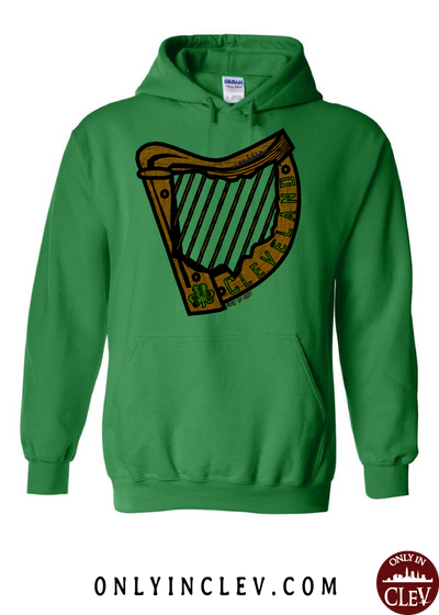 Irish Harp on Green Hoodie - Only in Clev