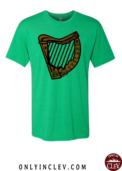 "Cleveland Irish Harp" Design on Green - Only in Clev